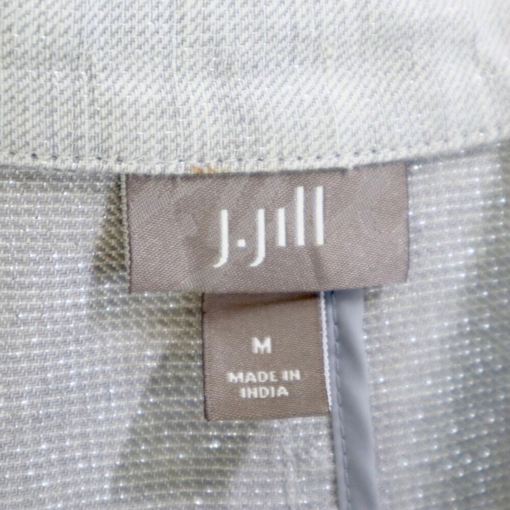 J Jill Size M Linen Lurex Single Button Lightweight Blazer Jacket Gray - Picture 9 of 10